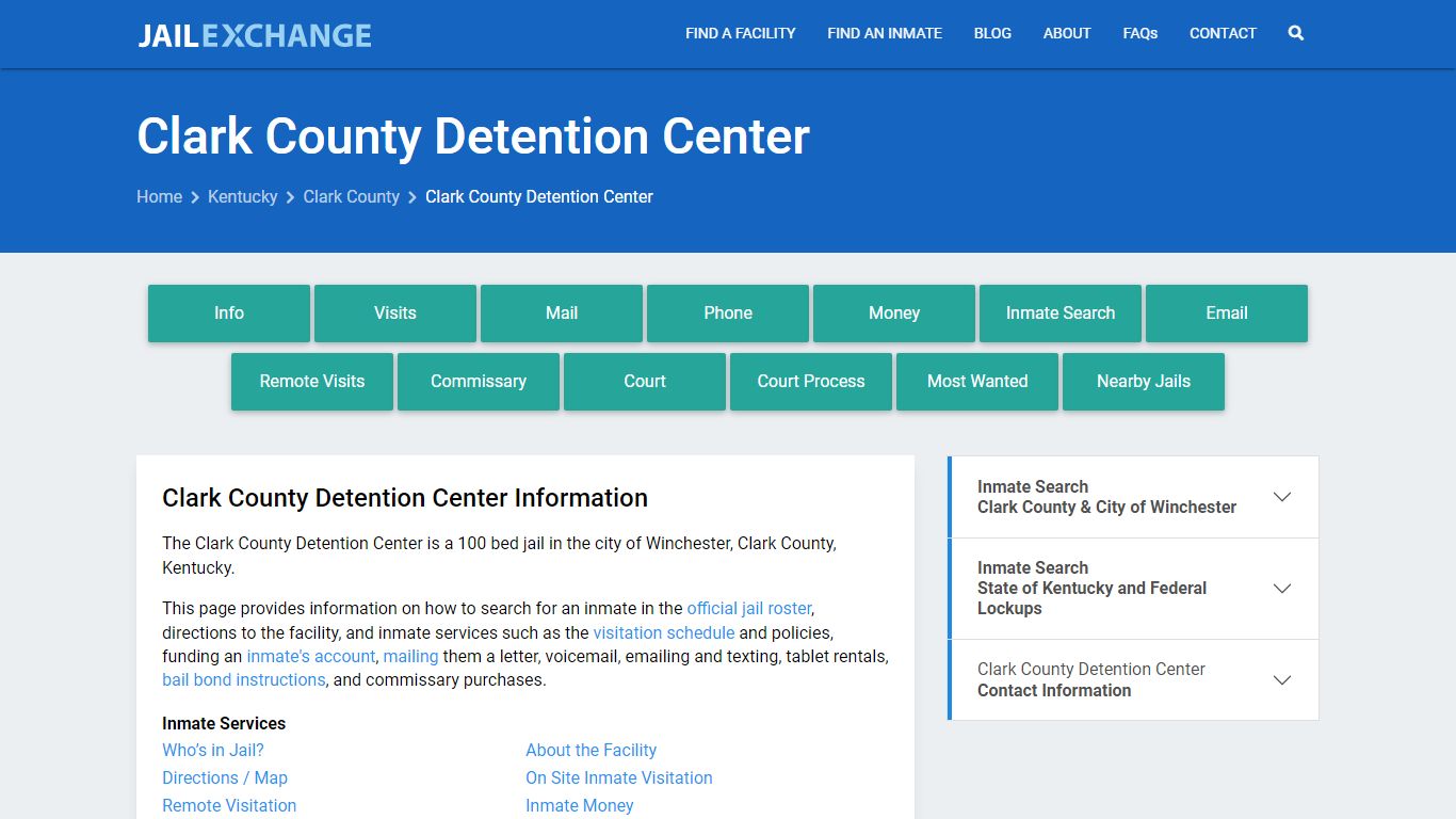 Clark County Detention Center, KY Inmate Search, Information